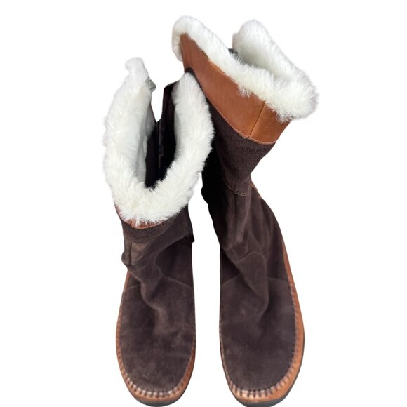 The North Face Women's Size 9 Suede & Leather Tall Boots With Faux Fur Lining - Picture 14 of 14